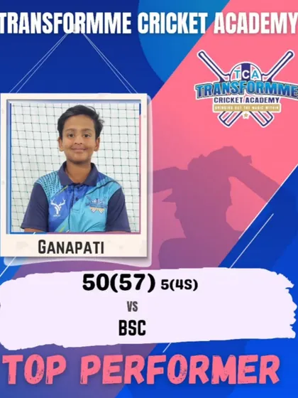 Ganapati's brilliant fifty against BSC, a key contribution to the team's score.