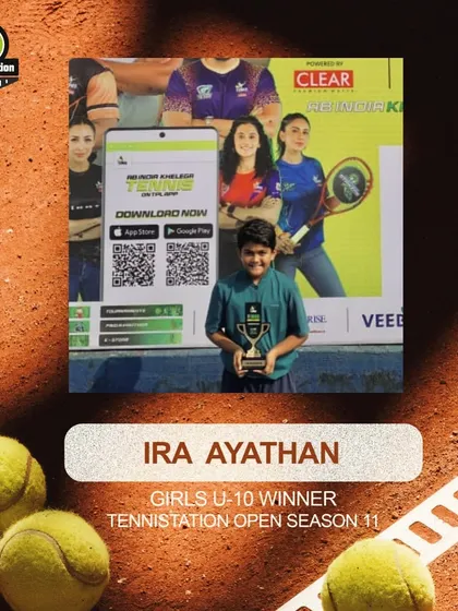 Congratulations to Ira Ayathan for clinching the title in the U-10 Girls TenniStation Open Tournament Season 11.
