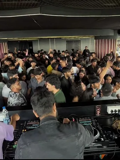 The view from my console onto a completely packed dance floor at a day party. I can command a crowd at any time, day or night.