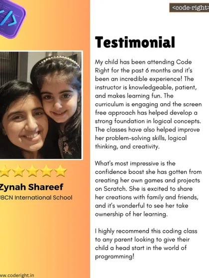 The proof is in the progress. Read a testimonial from a happy parent whose child developed a strong foundation in logical concepts and problem-solving through our engaging, screen-free curriculum.