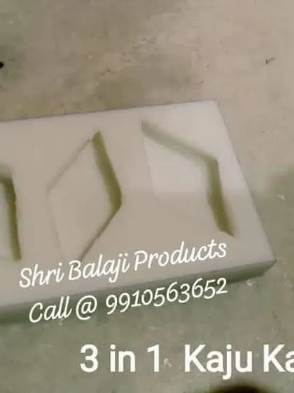 This is my 3-in-1 Kaju Katli silicone mold. It allows you to create multiple diamond-shaped embeds or soaps at once, perfect for efficient production.