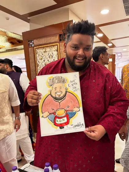 It's always fun to add a personal touch. This guest was thrilled with his colorful caricature featuring him on his scooter, a perfect and humorous keepsake from the event.