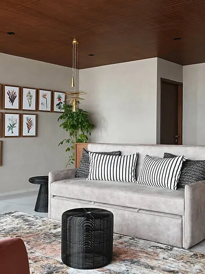 Another angle of the ante-room, showing the thoughtful arrangement of furniture and art that makes the space feel balanced and welcoming.