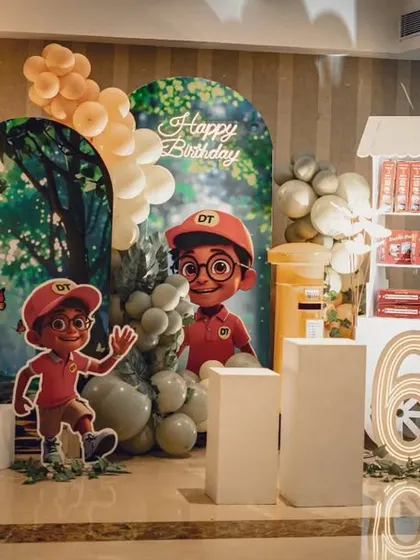 A custom animated character theme for a 6th birthday. I can bring any character to life, designing a complete experience around your child's favorite show or movie for a truly personalized celebration.