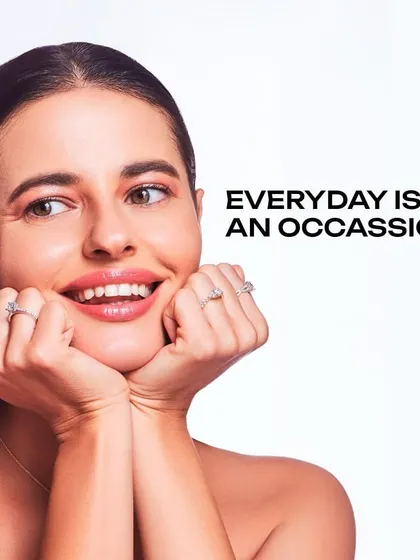 "Everyday is an occasion." This Aukera campaign shot features a clean, barely-there makeup look to convey a sense of natural beauty and effortless style.