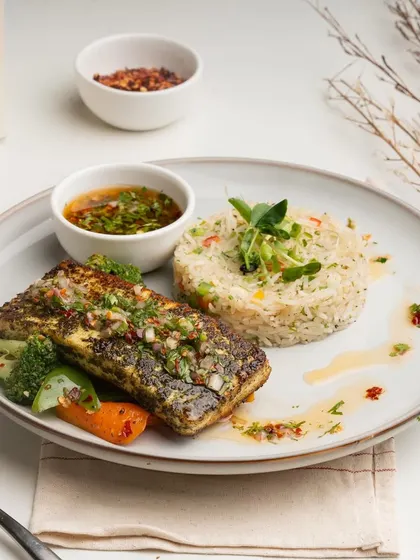 I believe everyone should enjoy a great steak, which is why I created this Cottage Cheese Steak. It's grilled and served with a zesty chimichurri sauce, offering a delicious and satisfying vegetarian main course.