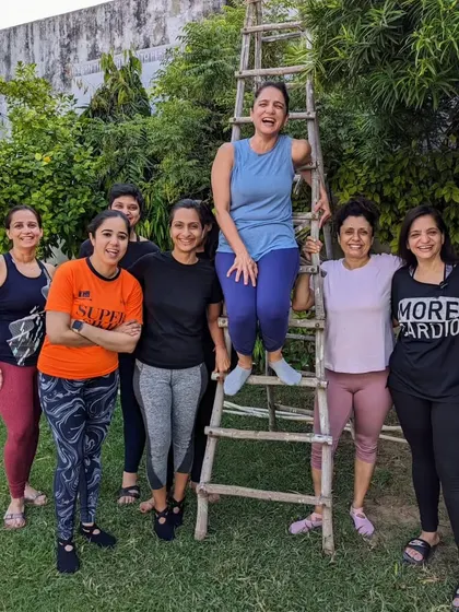 Taking the fun outdoors! A beautiful day with a beautiful group of strong women.