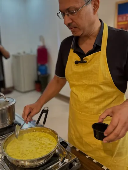 A student learns to prepare a delicious and healthy dish during our Satvic Cooking Workshop. We believe that the right diet is a cornerstone of a yogic life.