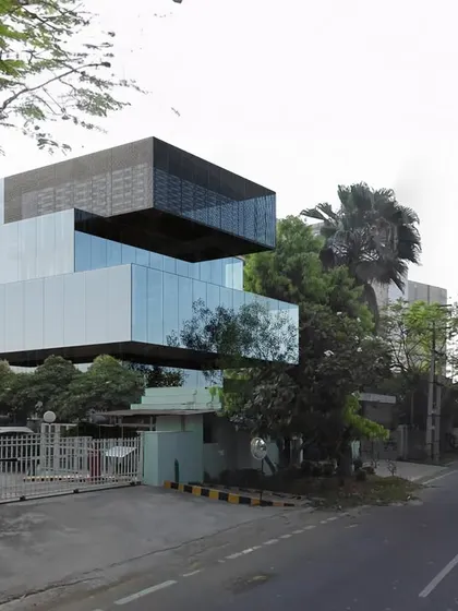 We are transforming the headquarters of a large business conglomerate with a timeless and dynamic facade. The design uses a series of shifted, stacked boxes to create a visually engaging form while ensuring ample daylight for all interior spaces.