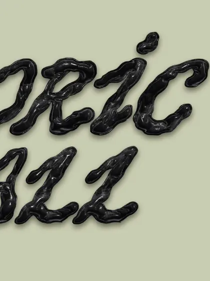 A detail shot of the morphing, 3D-style letterforms for "Euphoric Recall." This close-up highlights the glossy, latex-like texture and the fluid, dynamic shapes that define this experimental typographic style.