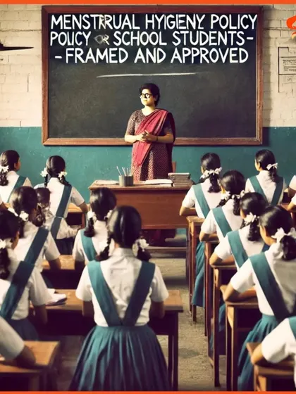 This AI-generated image illustrates the goal of the new Menstrual Hygiene Policy for school students. We support this government initiative as it aligns with our mission to create healthier, more supportive environments for all girls.