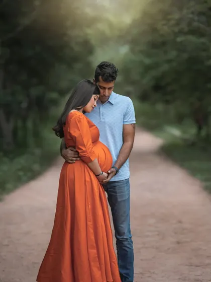 For those who prefer sunlight and open spaces, I create dreamy outdoor portraits like this one. Here, in the soft light of a Bangalore grove, we captured a quiet moment of anticipation and connection between the couple, letting the natural beauty of the surroundings complement their own.