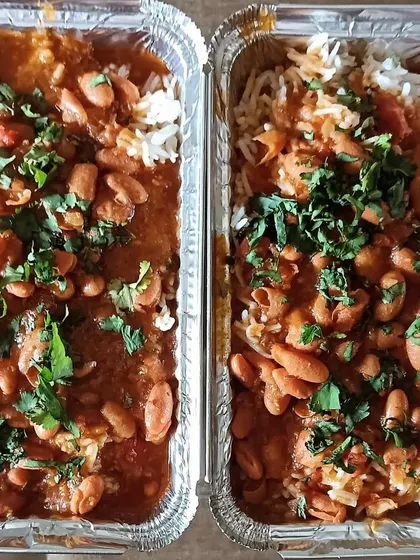 Two containers of our classic Rajma and Rice combo. The rich, thick gravy and soft kidney beans make it a truly comforting meal.