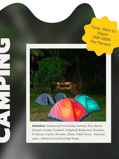 This graphic provides the timing and pricing for our all-inclusive Camping package, making it easy for you to plan your team's budget.