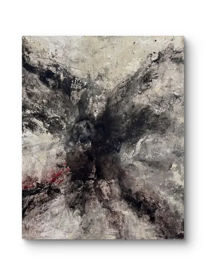 A mockup showing how the 'Last dream of the Hangmn' painting looks on a canvas. This helps visualize the final product and its sharp, clean edges.