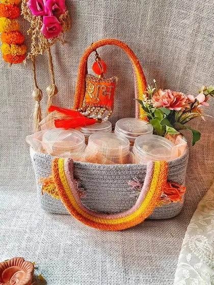 I design festive hampers that are perfect for large corporate orders during Diwali. This gift basket combines traditional elements with quality treats, offering a warm and culturally appropriate gesture for employees and clients.