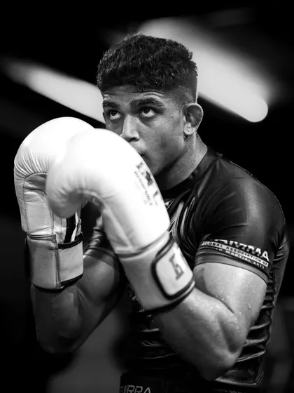 A portrait of one of our fighters, focused and determined.