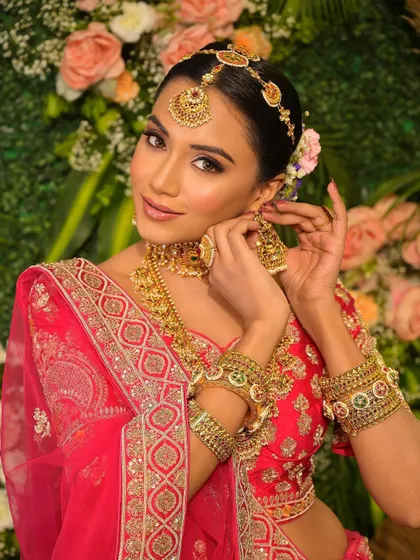 We love creating soft glam makeup looks that make the bride feel special and memorable. This is a perfect example of the balance between traditional elements and modern makeup techniques.