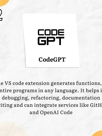 For more advanced automation, we explore tools like CodeGPT. It can generate entire functions or programs, assist with debugging, and write documentation, significantly speeding up the development lifecycle.