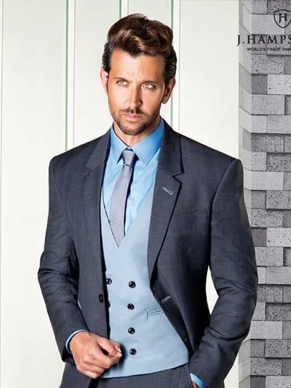 Styling for superstar Hrithik Roshan for a J.Hampstead campaign. The goal was to create a sharp, sophisticated, and modern formal look that stands out, reflecting the brand's tagline 'A Different League'.