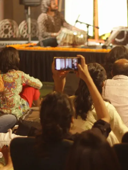 There is no better feeling than seeing the audience completely captivated by the music. This view from the stage shows listeners enjoying a thumri and dadra performance at one of our Courtyard Baithak concerts.