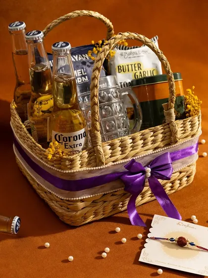 Celebrate Rakhi with the ultimate gift for a beer-loving sibling. This basket comes with their beer of choice, a mug, snacks, and a Rakhi to complete the celebration.