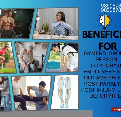 Our physiotherapy services are beneficial for a wide range of people. This includes gym-goers, corporate employees, children, seniors, and individuals recovering from paralysis, injuries, or joint deformities.