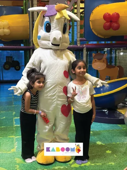 A magical moment with a unicorn mascot! We can arrange for special character visits to make your child's party dreams come true.