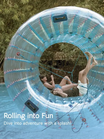 Rolling into fun with a splash! Our water zorbing activity is a hilarious and exciting way to cool off and have a great time in the pool.