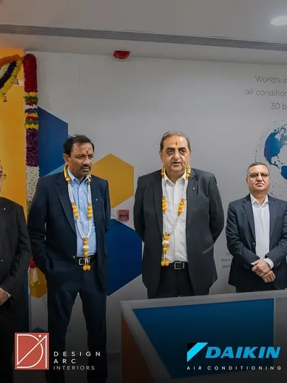 Our leadership team alongside the client's management during the inauguration ceremony of the Daikin office project. A proud moment of collaboration.