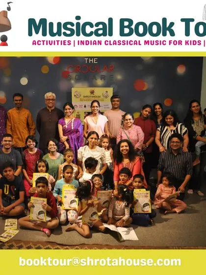 A group photo from our event at The Circular Square, featuring the talented musical twins who performed. We love creating platforms for young artists to shine.