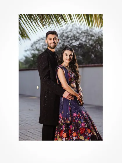 A classic couple portrait from their Sangeet night in Goa.