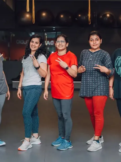 The smiles say it all. A group of our members posing together after a satisfying workout, showcasing the friendships built at our studio.