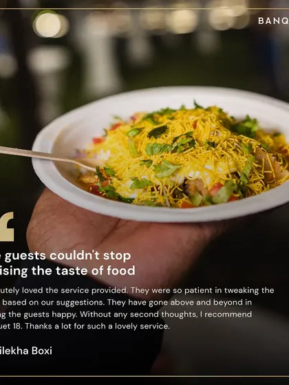 "The guests couldn't stop praising the taste of food." For Manilekha's wedding, we were patient in tweaking the menu until it was perfect, going above and beyond to make sure every guest was happy.
