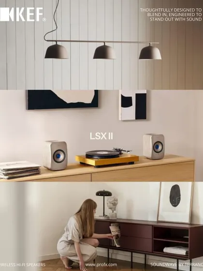The KEF LSX II is thoughtfully designed to blend into your decor while its sound stands out. It combines precision performance with a sleek, modern aesthetic, making it a perfect addition for those who value both style and superior audio.