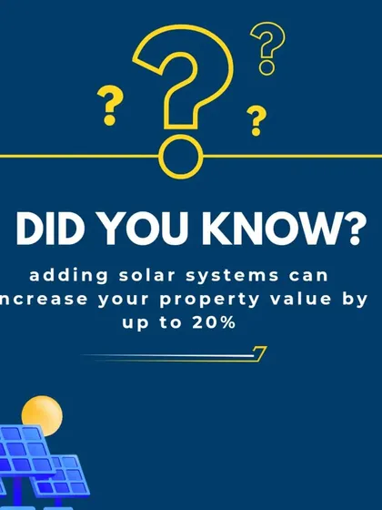 Did you know that adding a solar system can increase your property value by up to 20%? It's a strategic move that enhances your property's market appeal and delivers dual financial benefits.