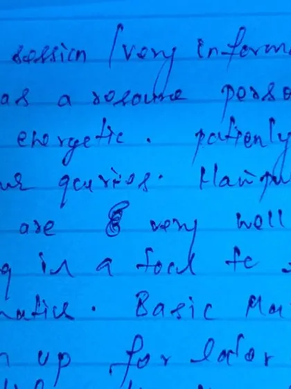 A handwritten note on blue paper from a teacher at CS Academy, praising the session as informative and energetic, and the Yonjuu cards as a well-designed tool.