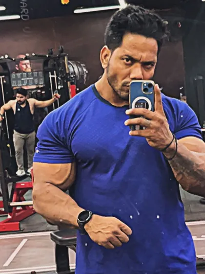 A selfie showing my arm development.