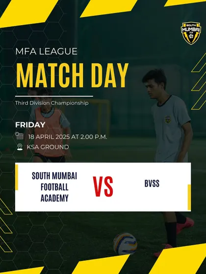 The calm before the storm. A match day poster for our Third Division team's game against BVSS, highlighting our mission to compete and win in the MFA League.