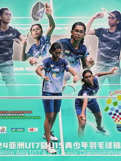 State Champion Selva Samruddhi, a true example of girl power, in various action shots from the Badminton Asia U17 & U15 Junior Championships.