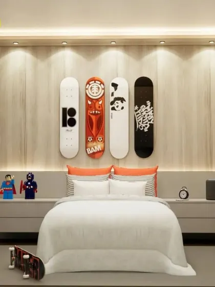 A frontal view of the skateboard bed.