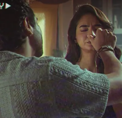 An emotional moment from The Man Company's film. The simple, everyday clothing on the actors helps to ground the scene in reality and make their connection feel more authentic.