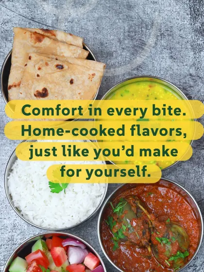 Comfort in every bite. This image captures the essence of my service: home-cooked flavors, just like you'd make for yourself, with dishes like bharwa baingan and dal.