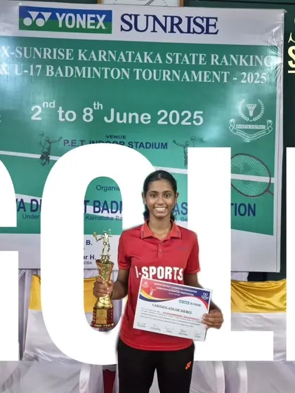 Our golden girl does it again. Selva Samruddhi bags the Gold medal in Girls Doubles U17 at the Yonex Sunrise Karnataka State Ranking Tournament in Mandya.