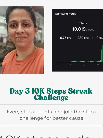 Day 3 of our 10k steps journey. Small steps towards health lead to big changes. I am excited to keep this streak going with my buddies.