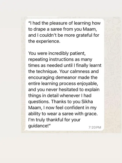 The same student's feedback, highlighting my patience and willingness to repeat instructions until the technique is learned.