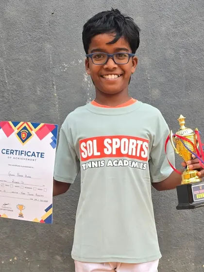 Congratulations to our young talent, Guhan Panner Kumar, for finishing as the Finalist in the Boys U12 category at the State Open Tennis Tournament.