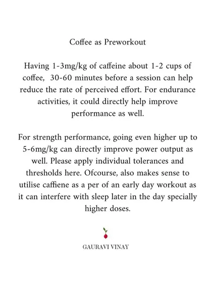 A guide on using coffee as a pre-workout, with dosage recommendations for endurance and strength training.