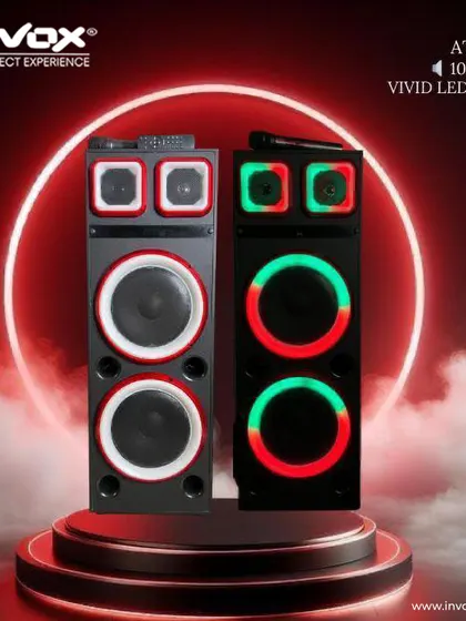Introducing the Atom speaker, featuring two 10-inch drivers and vivid LED modes. It's the perfect blend of powerful, immersive audio and dazzling visuals for any event.