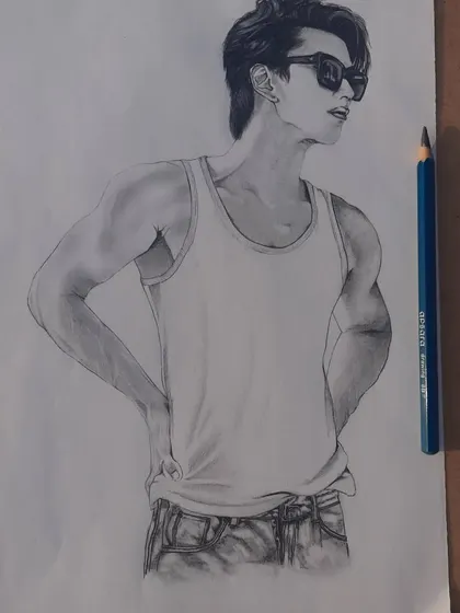 The finished pencil sketch of Ohm Pawat. This was a personal project, but I take commissions for fan art of your favorite celebrities too.